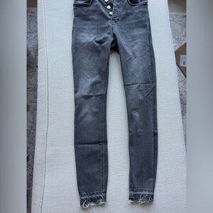 Zara Woman Gray Denim Jeans - Distressed & High Rise